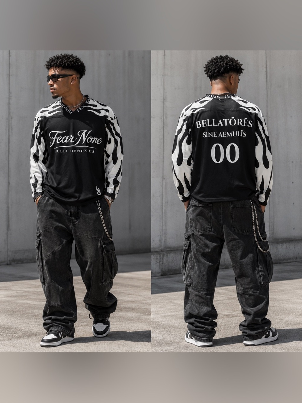 Lex Talionis Fear None Black & White Flame Jersey